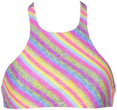ARENA Women's Rule Breaker Think Crop MaxLife Bikini Top Multi Pink XS