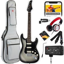 Beginner Electric Guitar Kit w/ Headphone Amp, Padded Gig Bag, Headphones