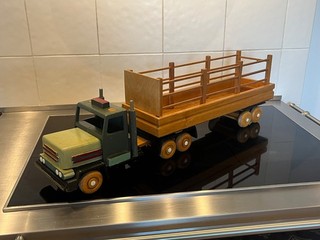 DDR Holzspielzeug LKW mit Anhänger – Tischlerei Rainer Hoffmann – EVP 58 00 M