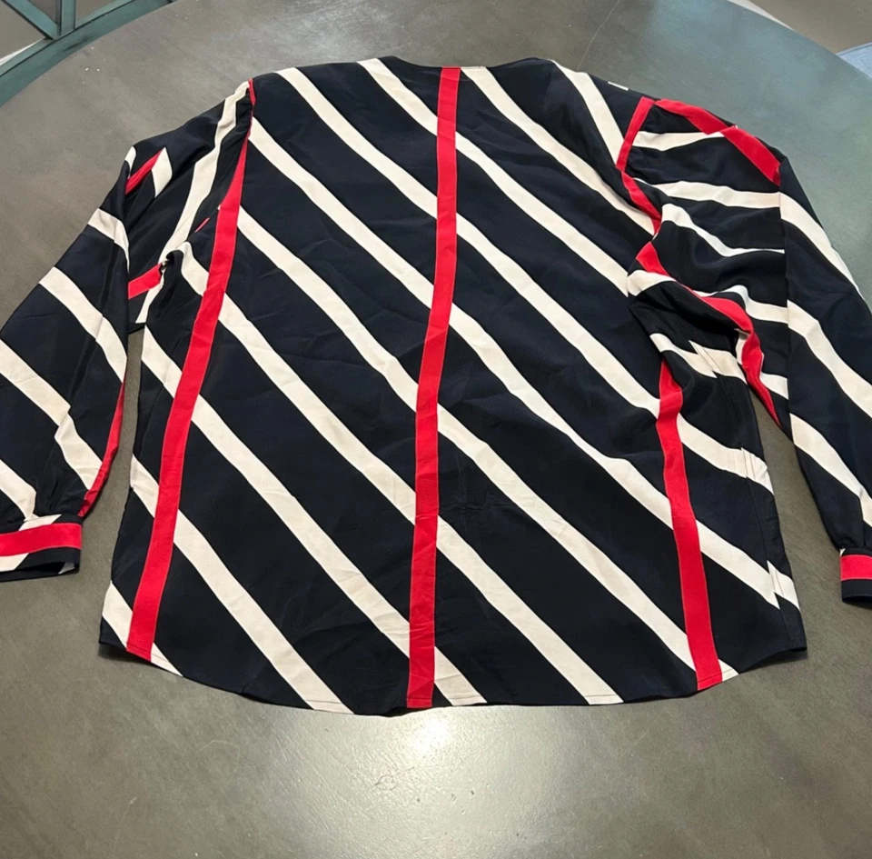 Blusa de seda y falda de algodón vintage GFT Giorgio Armani a rayas para mujer talla 46 XL Foto 4 de 4