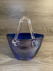 VINTAGE Murano Style Glass PURSE VASE Cobalt BLUE Handblown Handbag