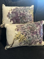 2 Bed Bath & Beyond Decorative Sequence Stuffed Feather Pillows, 12”x18”