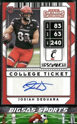 2020 Panini Contenders Draft Picks Josiah Deguara #204 Cincinnati Bearcats AU