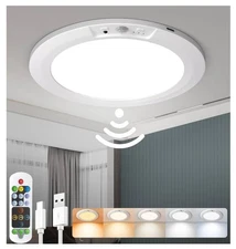 Rechargeable Motion Sensor Ceiling Light with 5 Colors and Remote, Battery Op...