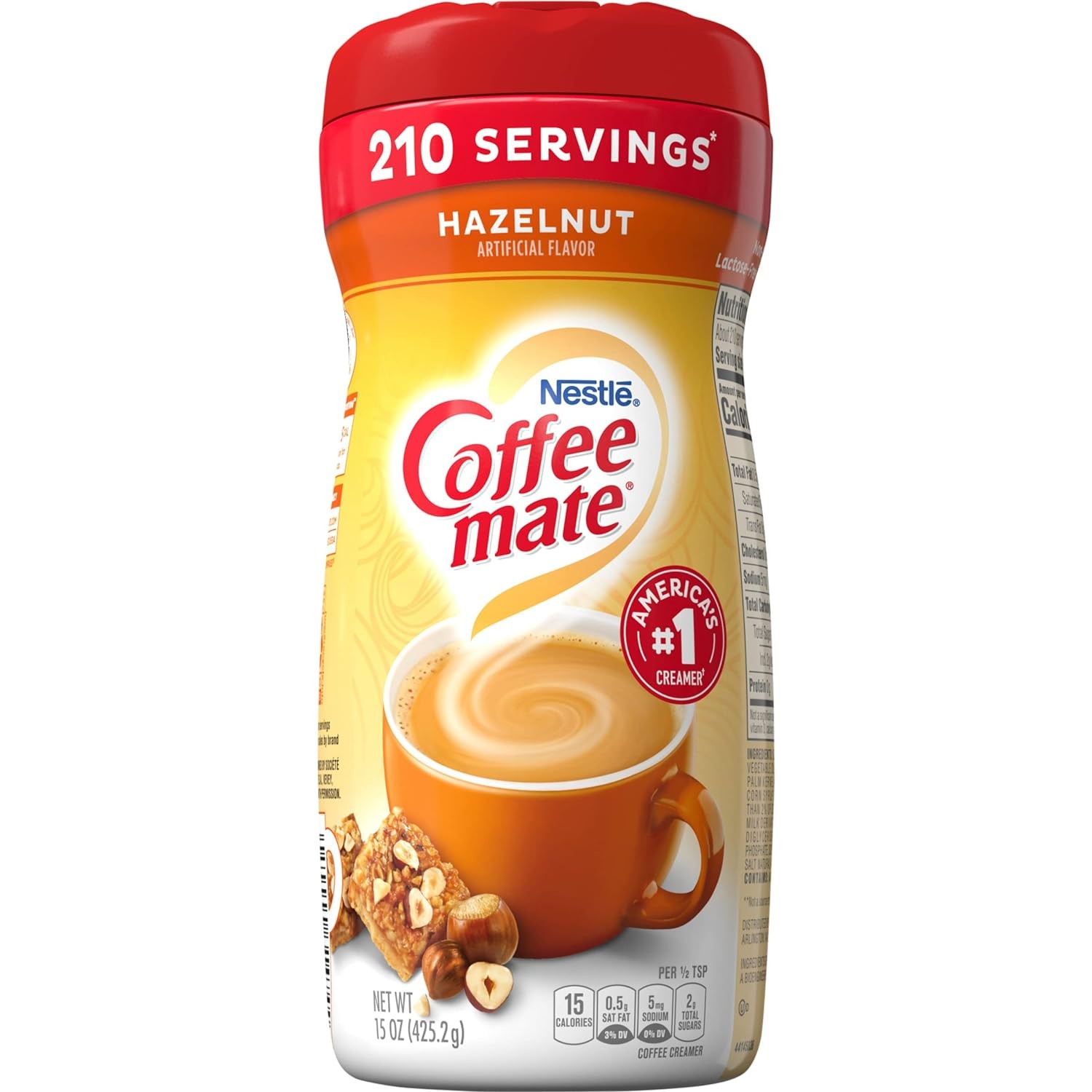 COFFEE MATE HAZELNUT POWDERED CREAMER Non Dairy Velvety Flavor 15 Oz Pack of 6