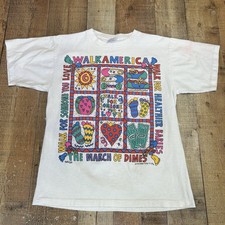 VTG 96 Graphic T Shirt Texas Walk America Charity Colorful Single Stitch Medium