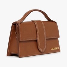 Jacquemus Brown Small Top Handle Bag Detachable Adjustable Strap Gold