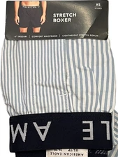 NWT AMERICAN EAGLE 4" Stretch Boxer Sz XS-S-M-L-XL Light Blue White Stripes #92