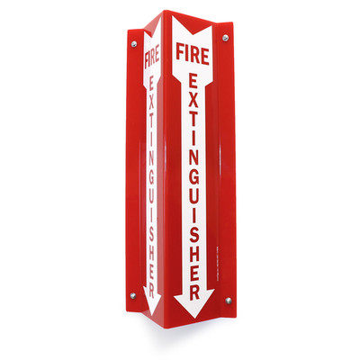 Fire Extinguisher Projecting Sign 18''x4'' Red Acrylic Down Arrow