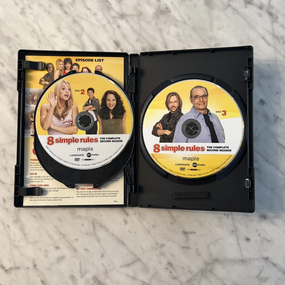 8 Simple Rules -  The Complete Second Season 2 (DVD, 2009, 3-Disc Set) - TESTED! - Image 3 of 4