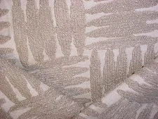 3-1/8Y Donghia Linen Tribal Embroidered Crosshatch Boucle Upholstery Fabric