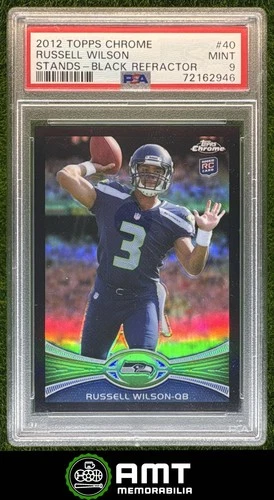 Russell Wilson RC PSA 9 2012 Topps Chrome 125/299 Black Stands Seahawks 2946