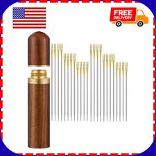 24-Pack Self-Threading Sewing Needles   Stainless Steel Darning Needles w/ Case