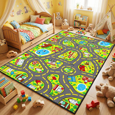 Fjkjhkgj Car Rug Play Mat 5X7 Feet Car Road Rug For Kids City Road Map Carpet