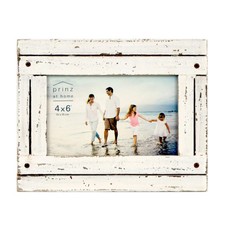 Homestead 4x6 Distressed Plank Picture Frame Tabletop Wall Antique White