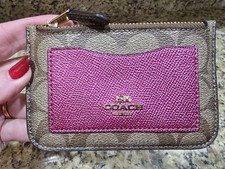 Coach Zip Card Case In Signature Color Block Canvas