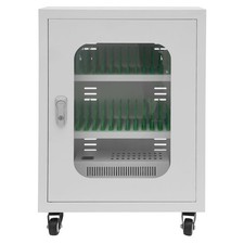 Mobile Charging Cart with Brake Wheels, 30-Device Charging Station, Laptop an...