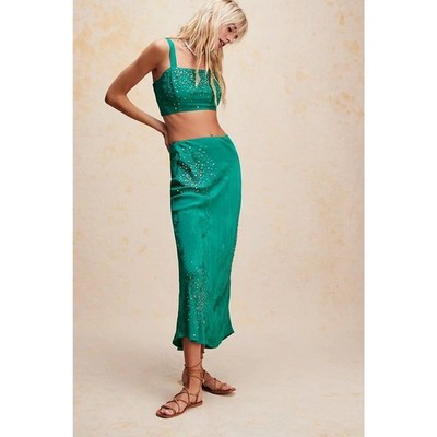 Free People Jainsons Jewel Margaux Beaded Skirt Size XL
