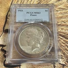 PCGS 1921 MS63 Peace Silver Dollar 🇺🇸