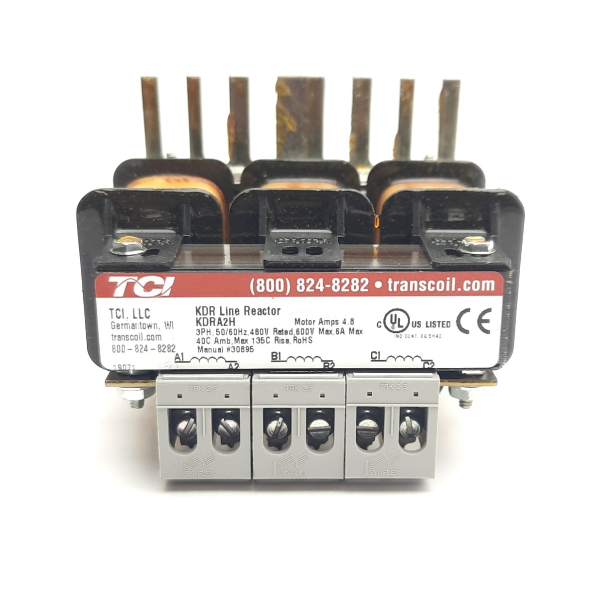 TransCoil International KDRA2H Line Reactor, 480V, 6A, 50