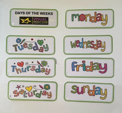 Days of the week Flash Cards, Preschool, ASD, Educational | eBay