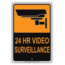 24 HR Video Surveillance Camera Home Security Outdoor Notice Aluminum Metal Sign