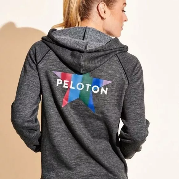 Peloton Women’s Piped Cord Star Logo Gray Full Zip Hoodie Size XS