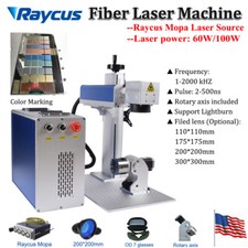 Raycus 60W/100W MOPA Fiber Laser Marking Machine Rotary Color Marking 1-2000kHz