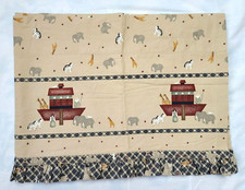 1 Noah Ark Blue Gingham Ruffle Valance Animals Stars Boat Check Plaid Baby 83x16