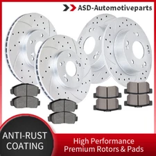 Front Rear Drilled Rotors + Brake Pads for Honda Accord 2003-2007 Rotor Pad Kits