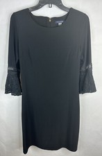 Tommy Hilfiger Womens Dress 6 Black Sheath 3/4 Sleeve Lace Lined Stretch 
