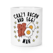 Crazy Bacon And Eggs Man Stars Makeup Brush Pencil Pot Funny Food Breakfast