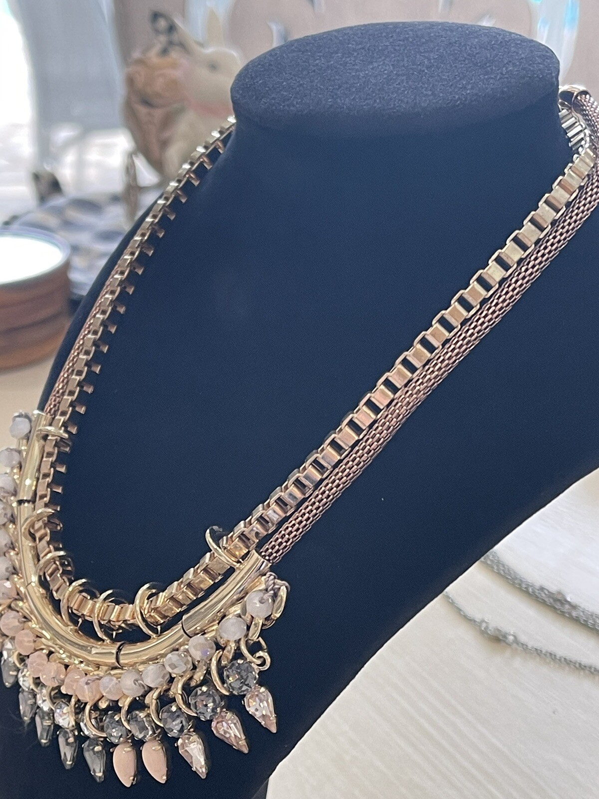 Express Necklace Boho Statement Crystal Beaded Bi… - image 10