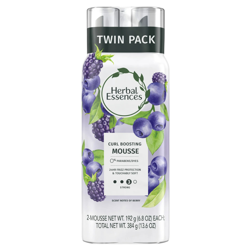 Herbal Essences Curl Boosting Mousse for Curly Hair, 24-Hour Hold, 2-Pack, 6.8Oz