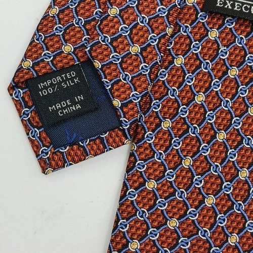 Jos. A. Cravatta collo panca seta rosso blu motivo geometrico a punta classica - Foto 5 di 5