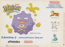 2000 POKÉMON KOFFING Big Sticker Sheet 8.25" x 6" (21 x 15 cm.) Promo Spain