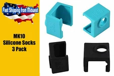 3PCS MK10 Silicone Socks for Wanhoe i3 QIDI TECH, Flashforge, Heater Block, 