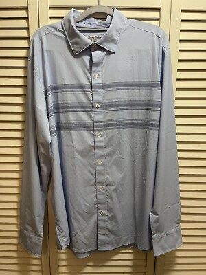 Tommy Bahama Mens Button Down Up The Siesta Key L Large Moisture Whick Blue NWT