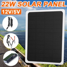 22W Solar Panel Trickle Charger Battery Charger Kit Maintainer Boat RV Car 12V