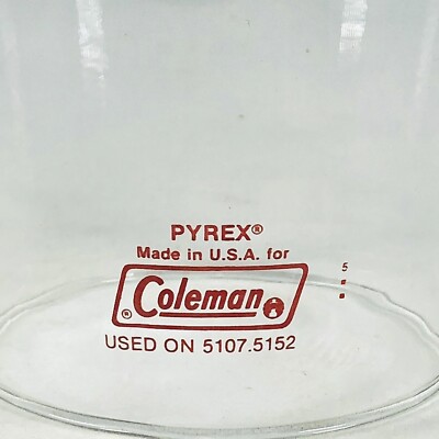 NOS US Coleman 5107 Globe Small Tapered Clear Red Pyrex -- Check