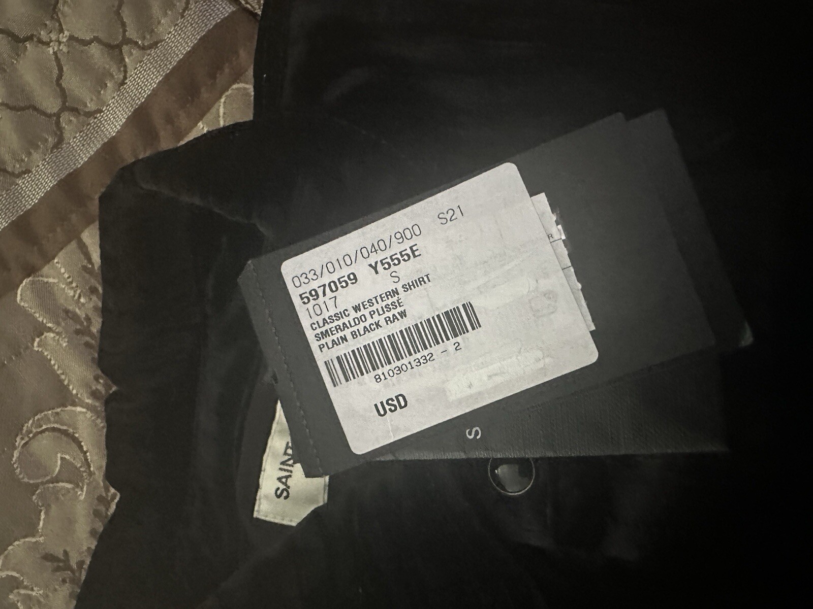 Camicia western classica cotone nero SAINT LAURENT PARIS nuova taglia S slim