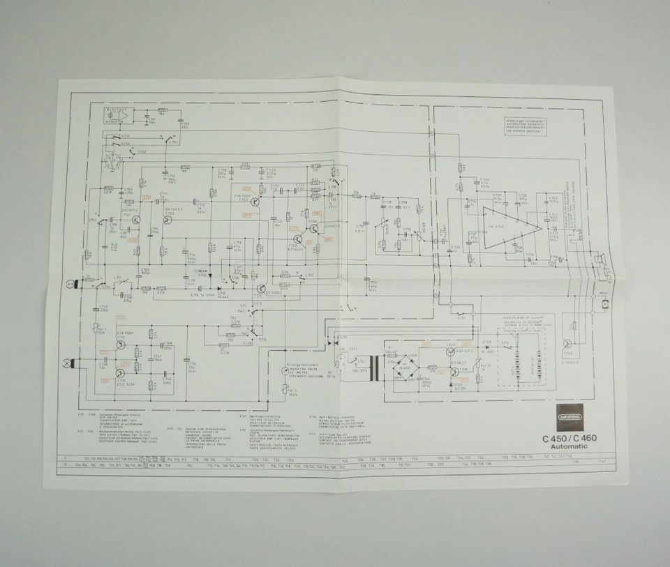 Grundig C450 / C460 automático - diagrama de cableado original y documento de identificación Foto 2 de 3