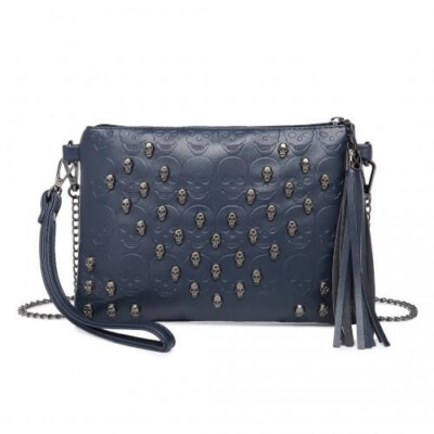 LH2412 Miss Lulu Soft PU Ultra-Lightweight Clutch Bag with Skull