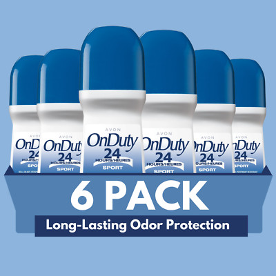 Avon On Duty Sport 24 Hr Roll-On Antiperspirant Deodorant,   2.6 fl oz (6-Pack)