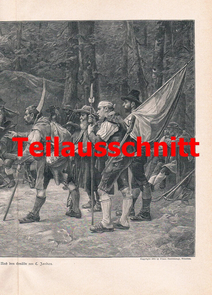 d101 1731 Jordan Kriegsrat Andreas Hofer 35x26 cm Druck  1897 !! - Bild 3 von 4