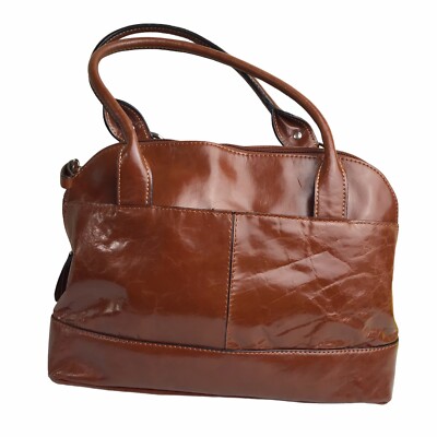 Giani Bernini Genuine Leather Shoulder Satchel Purse Handbag Brown