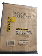 DUVET Comforter Quilt Cover NEW TWIN Size Cream Solid Color Neva-Slip Zipper