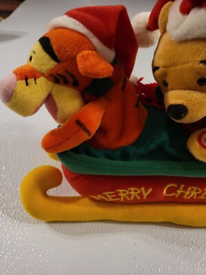 Pooh Bear & Tigger Plush Singing Disney Candy Cane Christmas 2000