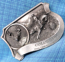 Colorado Cowboy Belt Buckle Linda West Curry  LE Vtg 80s Arroyo Grande .MMR888