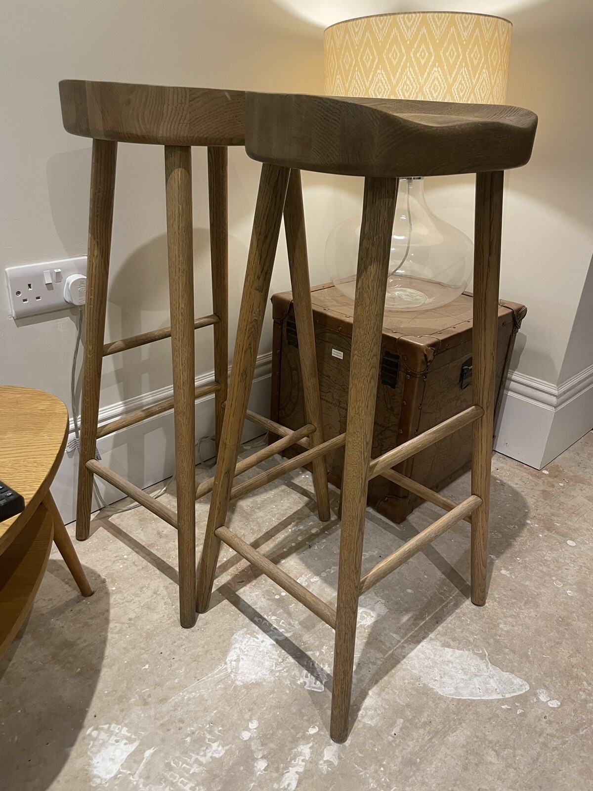 Pair Of Weathered Oak Counter Stools Cox And Cox Kitchen Or bar eBay